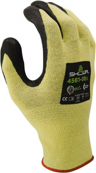 X-Large Yellow; Black Kevlar; Spandex Cut-Resistant Gloves - SHOWA 4561XL-09