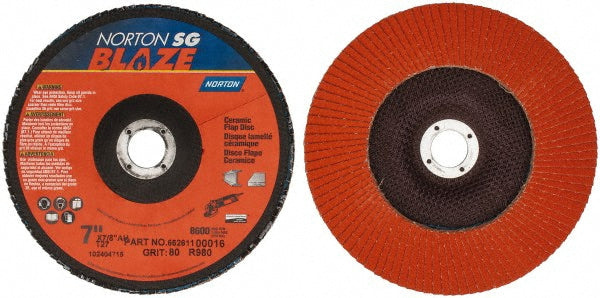 7" 80-Grit Ceramic Alumina Disc - Norton 66254461061