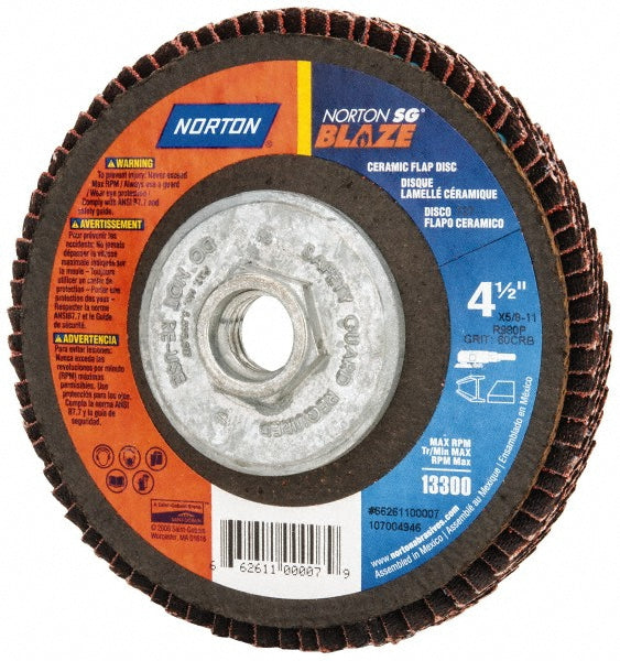 4-1/2" 60-Grit Ceramic Alumina Disc - Norton 66254400258