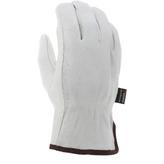 Small Beige; Gray; Brown Cowhide Leather General Purpose Gloves - MCR Safety 32056S