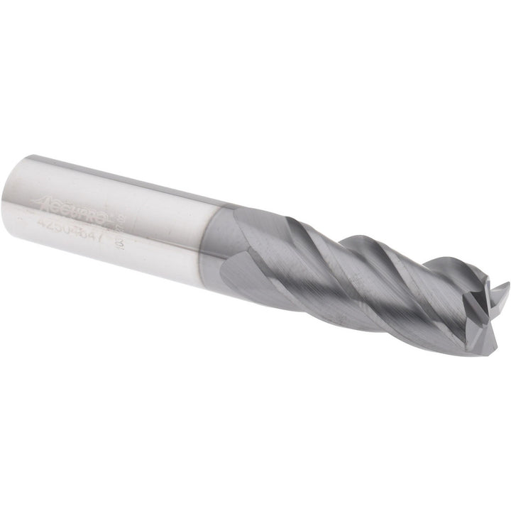 1/2" 4-Flute Solid Carbide Corner Radius End Mill, AlCrTiN - Accupro 310303