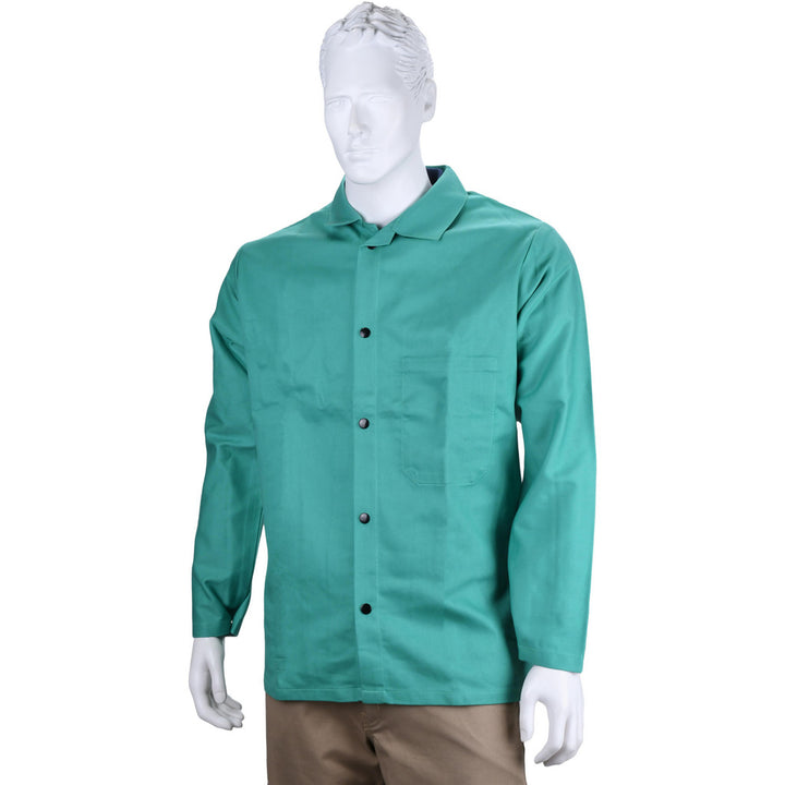 Medium Green Flame-Resistant; Flame-Retardant Protective Garment - PRO-SAFE WELD-JK-A1-M