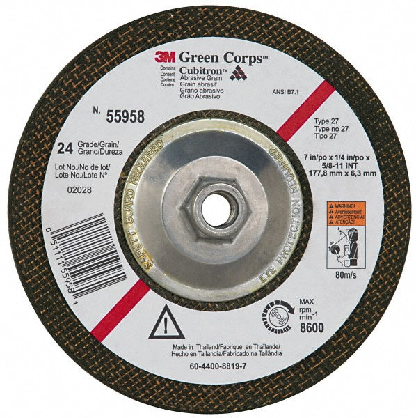 7 x 1/4" 24-Grit Ceramic Grinding & Cutoff Wheel - 3M 7100034253