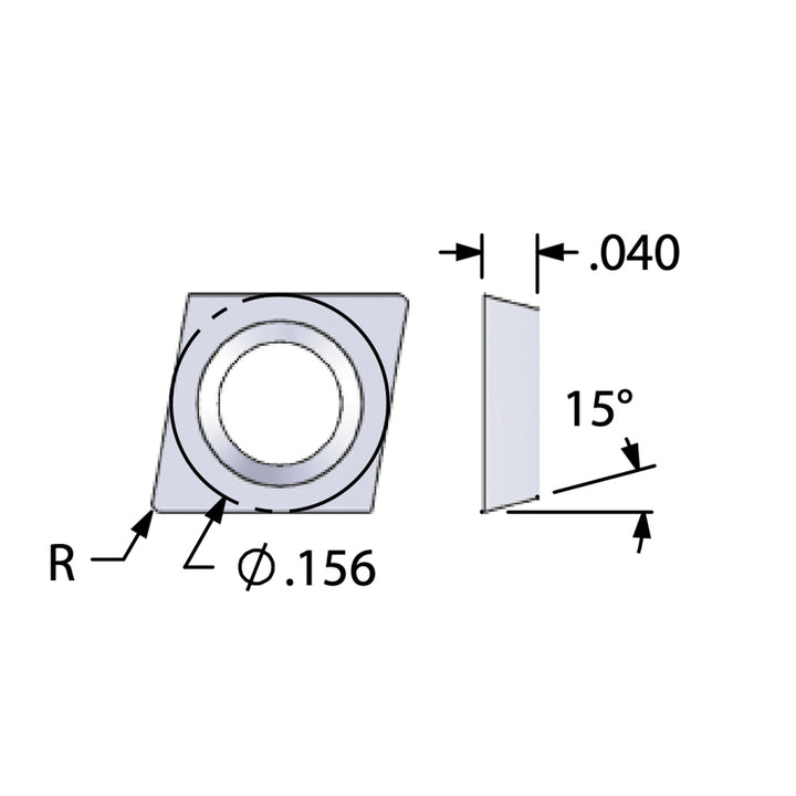 Diamond 0.1560" IC Solid Carbide Insert, AlTiN+ - Scientific Cutting Tools ACD5151E