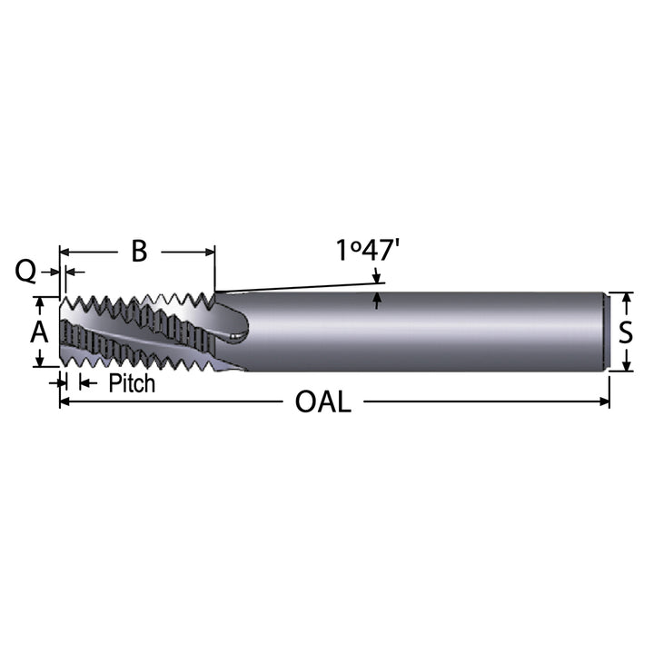 Helical Flute Thread Mills - Scientific Cutting Tools TM430-14NPTF-HA