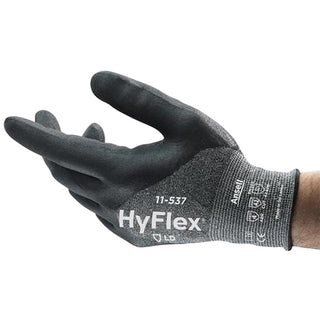 Small Black; Gray HPPE; Fiberglass; Spandex; Nylon Cut-Resistant Gloves - Ansell 11537070