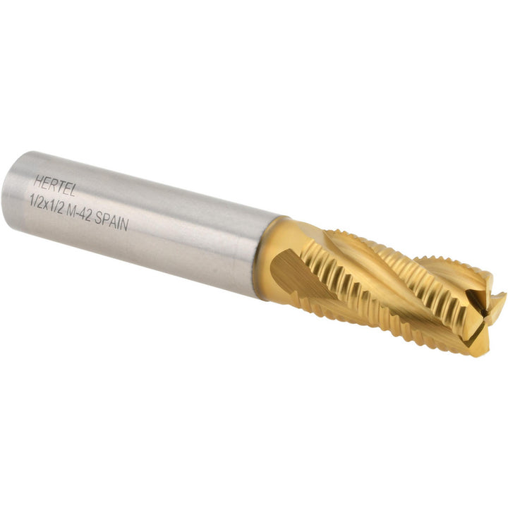 0.5" 4-Flute Cobalt Roughing End Mill, TiN - Hertel 44838662