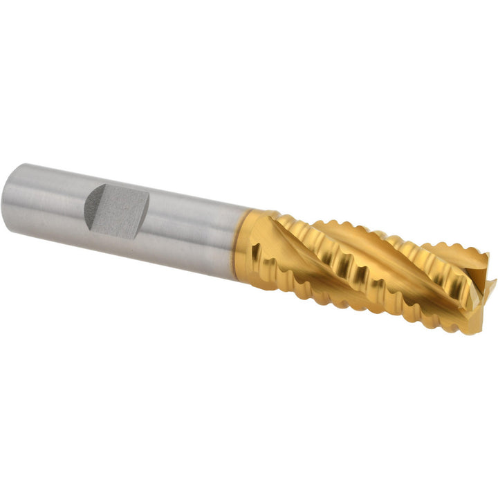 0.5625" 4-Flute Cobalt Roughing End Mill, TiN - Hertel 44839033