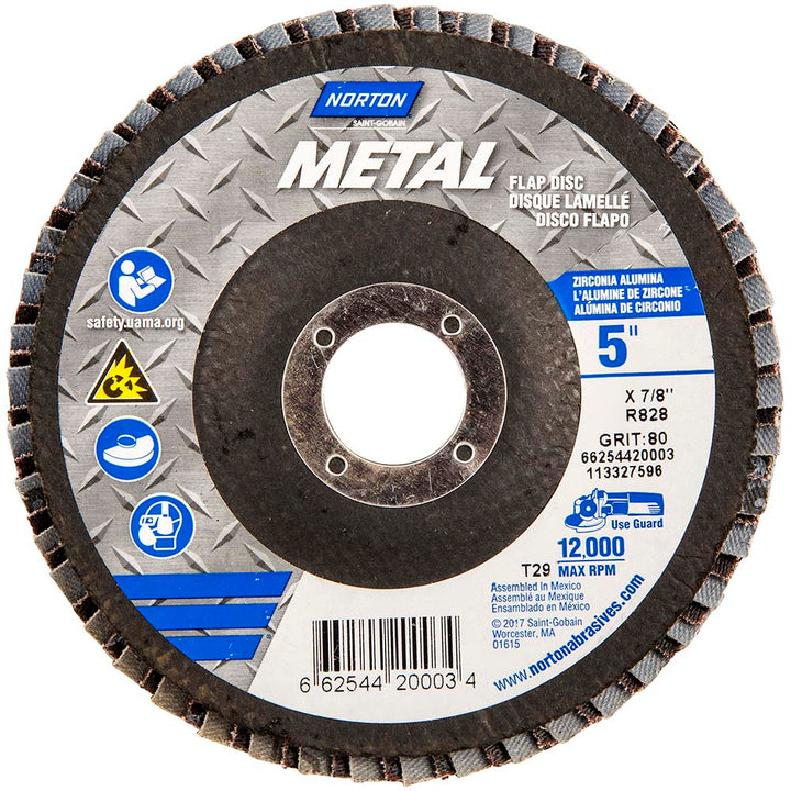 5" 80-Grit Zirconia Alumina Disc - Norton 66254420003