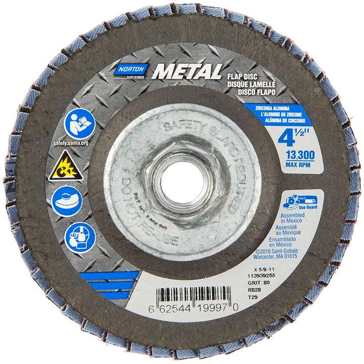 4-1/2" 80-Grit Zirconia Alumina Disc - Norton 66254419997