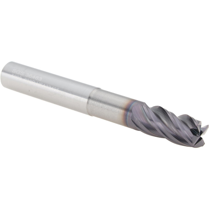 1/2" 4-Flute Solid Carbide Corner Radius End Mill, TX - SGS 36463