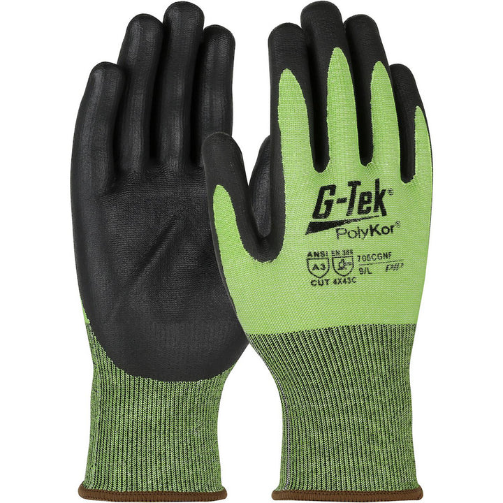 Large High-Visibility Green PolyKor Cut-Resistant Gloves - PIP 705CGNF/L