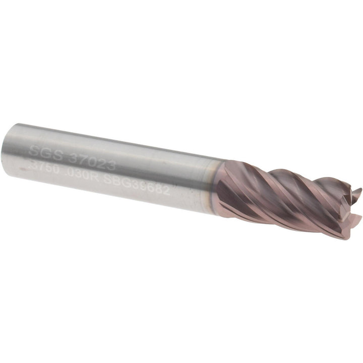 0.375" 5-Flute Solid Carbide Roughing End Mill, TiN - SGS 37023