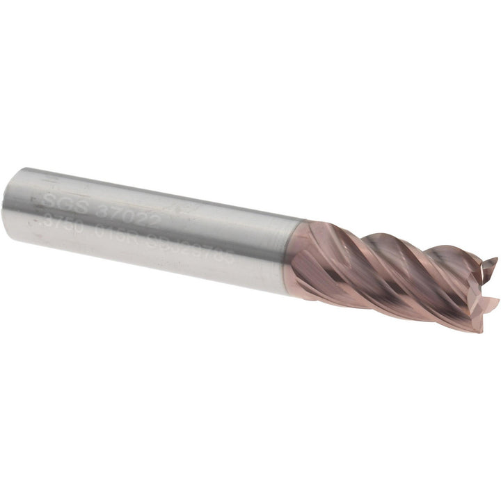 0.375" 5-Flute Solid Carbide Roughing End Mill, TiN - SGS 37022