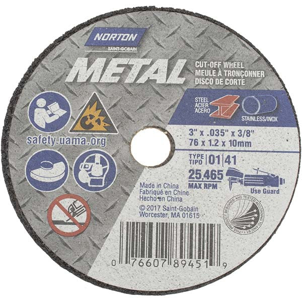 3" Aluminum Oxide Grinding & Cutoff Wheel - Norton 07660789451