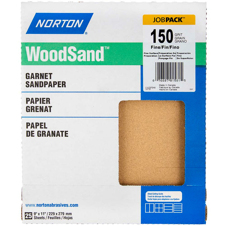 150-Grit Garnet Sanding Sheets & Block - Norton 07660701581
