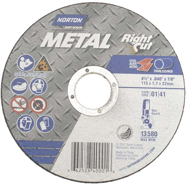 4-1/2" Aluminum Oxide Grinding & Cutoff Wheel - Norton 66252840001