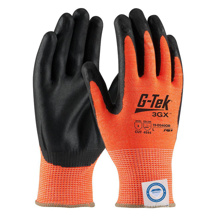 Large High-Visibility Orange Dyneema Diamond Cut, Puncture & Abrasion-Resistant Gloves - PIP 19-D340OR/L