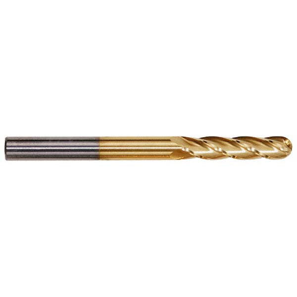 1/4" 4-Flute Solid Carbide Ball End Mill, TiN - Hertel E6062901