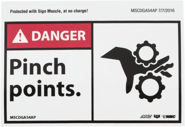 Danger - Pinch Points Label - AccuformNMC MSCDGA54AP