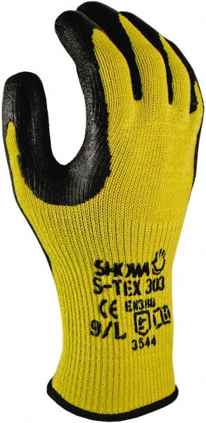 Small Yellow; Black Kevlar; Stainless Steel Cut-Resistant Gloves - SHOWA S-TEX303S-07