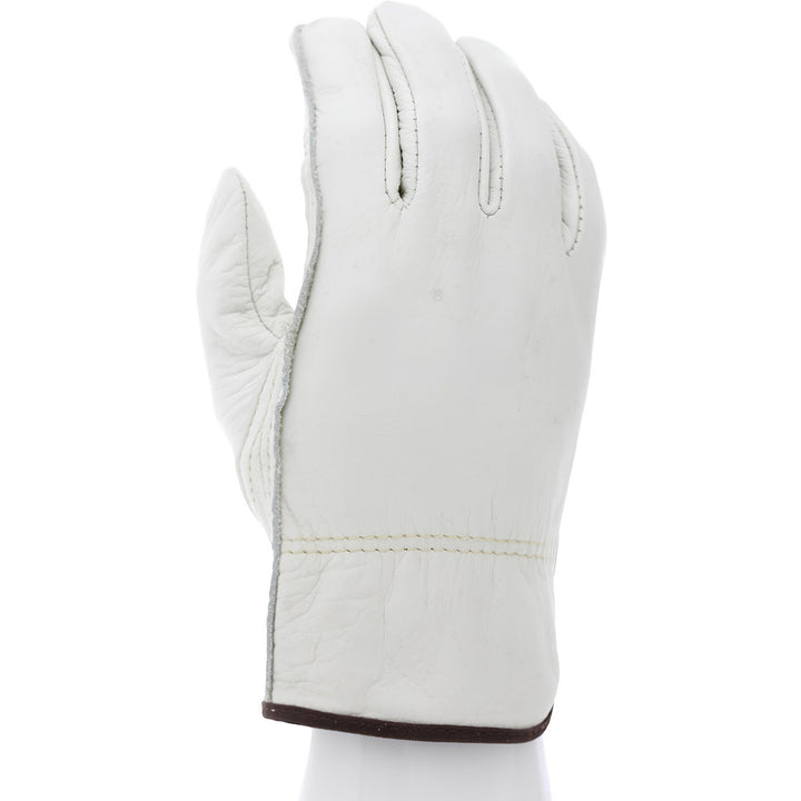Small Beige; Brown Cowhide Leather General Purpose Gloves - MCR Safety 3213S