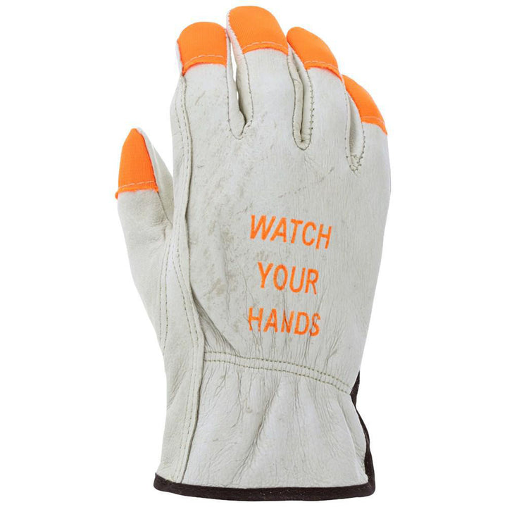 Medium Beige; Brown; Orange Pigskin Leather General Purpose Gloves - MCR Safety 3413HVIM