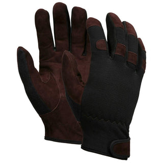 Small Brown; Black Spandex; Cowhide Leather Mechanic's & Lifting Gloves - MCR Safety 920S