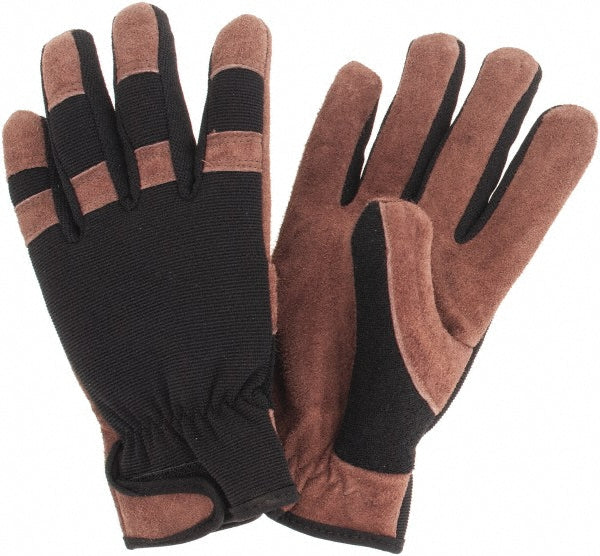 Medium Brown; Black Spandex; Cowhide Leather Mechanic's & Lifting Gloves - MCR Safety 920M