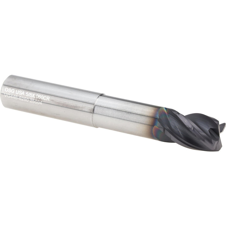 5/8" 4-Flute Solid Carbide Corner Radius End Mill, TiAlN - OSG VG446-6250