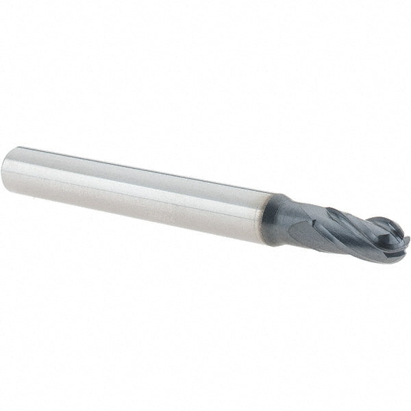 0.1969" 4-Flute Solid Carbide Ball End Mill, TiAlN - Iscar 5668215