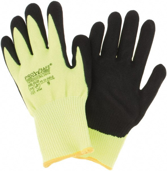 Medium Black; High-Visibility Lime Dyneema Cut Resistant Gloves - PRO-SAFE PS-16-340LG/M