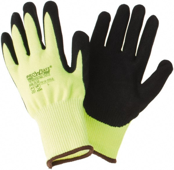 Large Black; High-Visibility Lime Dyneema Cut Resistant Gloves - PRO-SAFE PS-16-340LG/L
