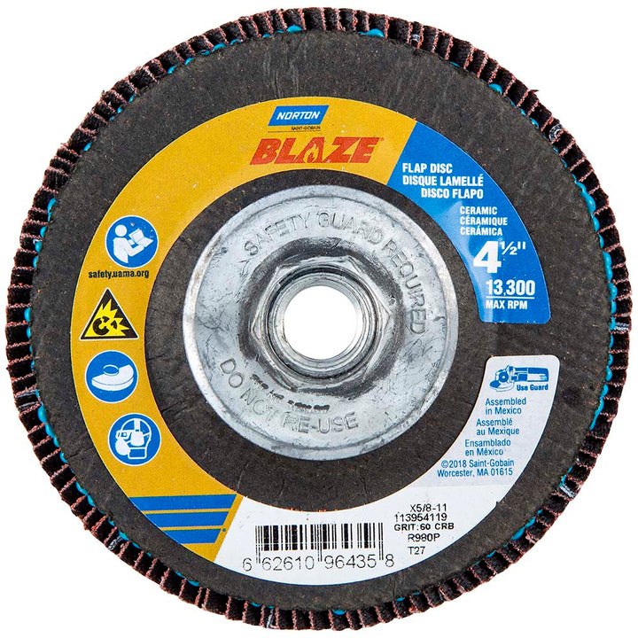4-1/2" 60-Grit Ceramic Alumina Disc - Norton 66261096435