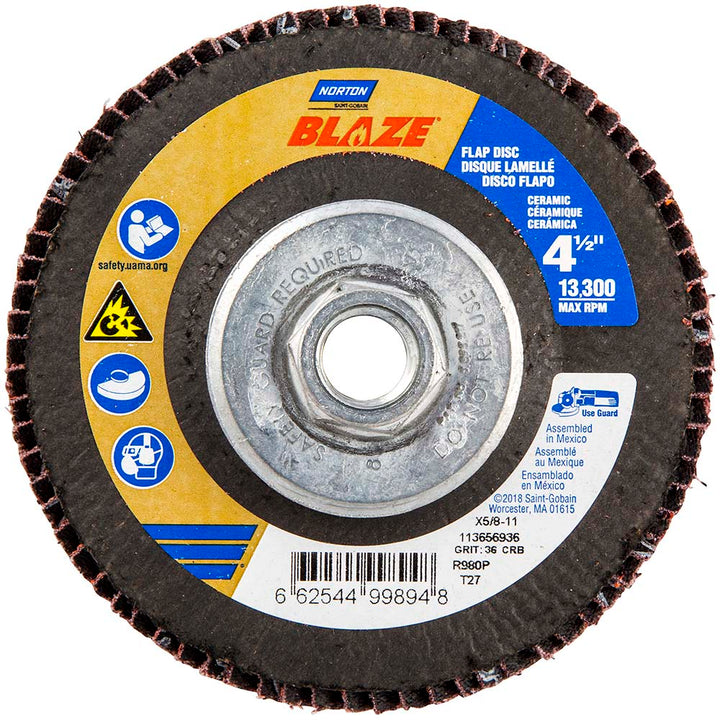 4-1/2" 36-Grit Ceramic Alumina Disc - Norton 66254499894