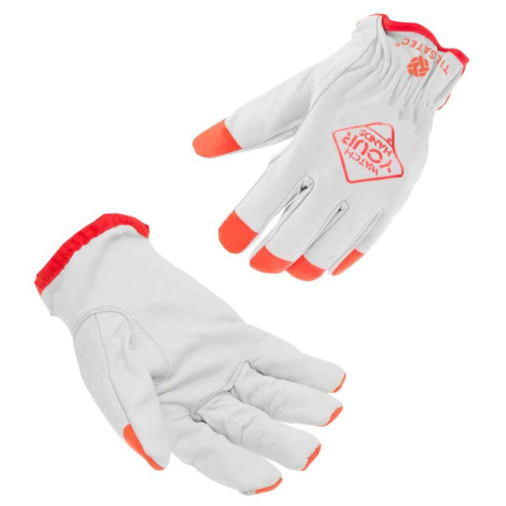 Medium White; Red Goatskin Cut & Puncture-Resistant Gloves - Tilsatec TTP230CRFR-080