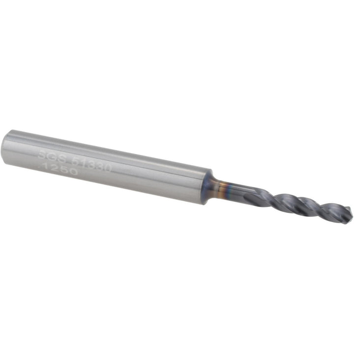 1/8" Solid Carbide Screw Machine Drill Bit, AlTiN, 145° point - SGS 51330