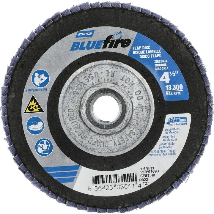 4-1/2" 40-Grit Zirconia Alumina Disc - Norton 63642503511
