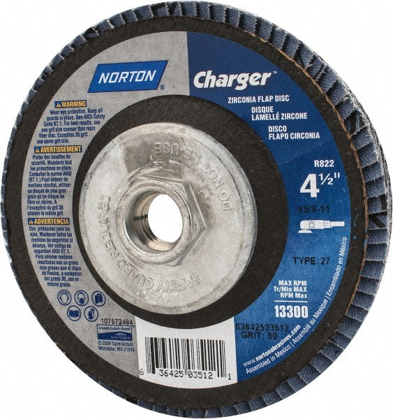 4-1/2" 60-Grit Zirconia Alumina Disc - Norton 63642503512
