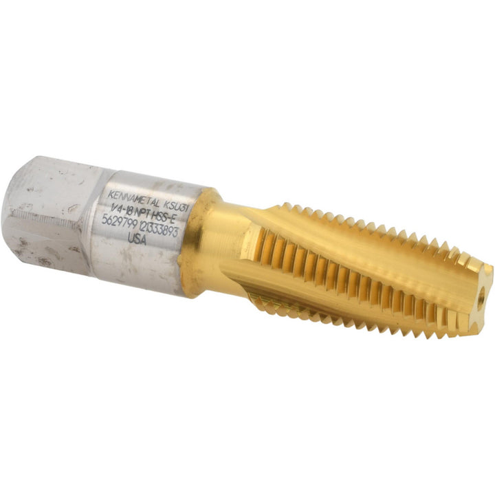 1/4-18 NPT High-Speed Steel Tap, TiN - Kennametal 5629799