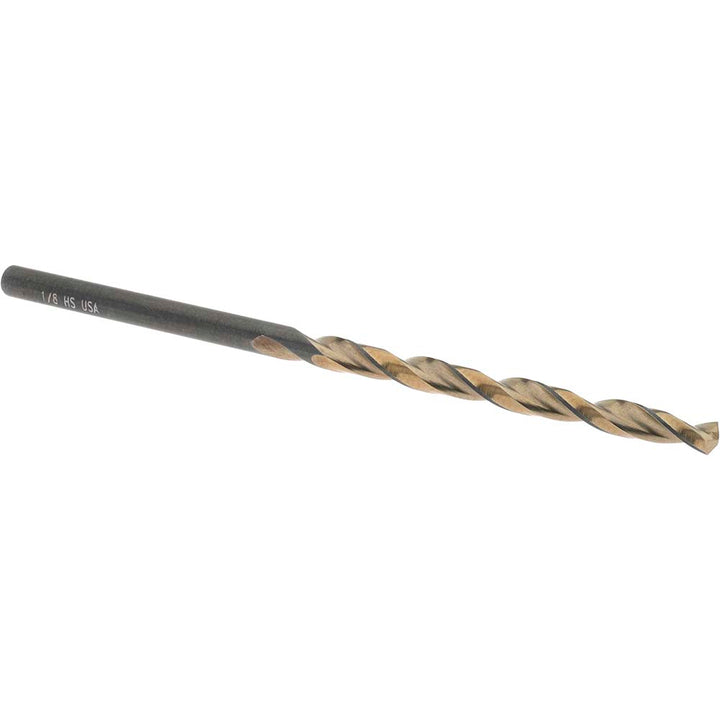 1/8" High Speed Steel Drill Bit, Gold; Oxide, 135° point - Cle-Line C18434