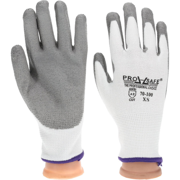 X-Small Gray; White Dyneema Cut Resistant Gloves - PRO-SAFE 70-100-XS