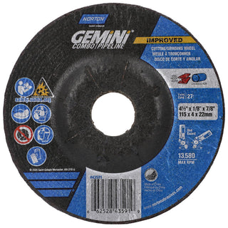 4-1/2 x 1/8" 24-Grit Aluminum Oxide Grinding & Cutoff Wheel - Norton 66252843591