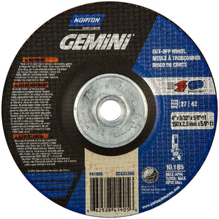 6 x 3/32" 36-Grit Aluminum Oxide Grinding & Cutoff Wheel - Norton 66252841905