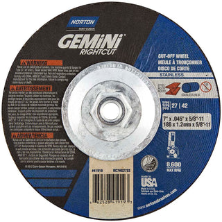7" 46-Grit Aluminum Oxide Grinding & Cutoff Wheel - Norton 66252841919