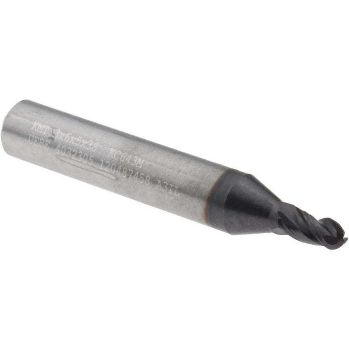0.1180" 3-Flute Solid Carbide Ball End Mill, AlTiN - Kennametal 4032305