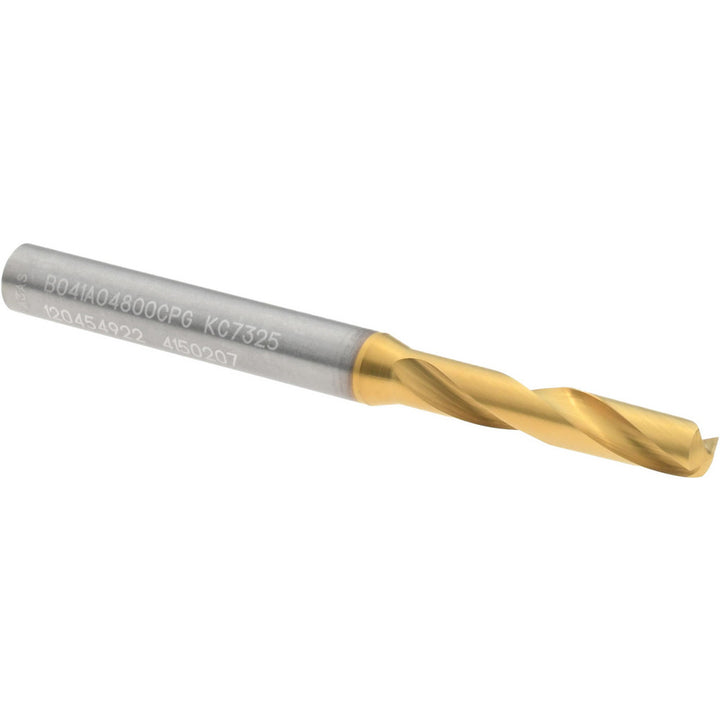 #12 Solid Carbide Stub Drill Bit, TiN, 140° point - Kennametal 4150207