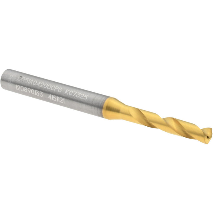 0.1654" Solid Carbide Stub Drill Bit, TiN, 140° point - Kennametal 4151121