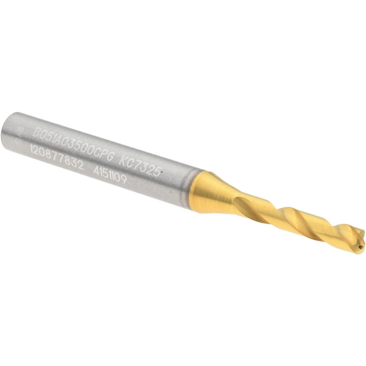 0.1378" Solid Carbide Stub Drill Bit, TiN, 140° point - Kennametal 4151109