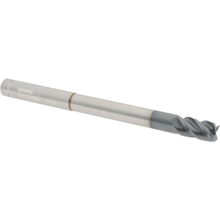 0.3150" 4-Flute Solid Carbide Square End Mill, AlTiN - Accupro 12177212